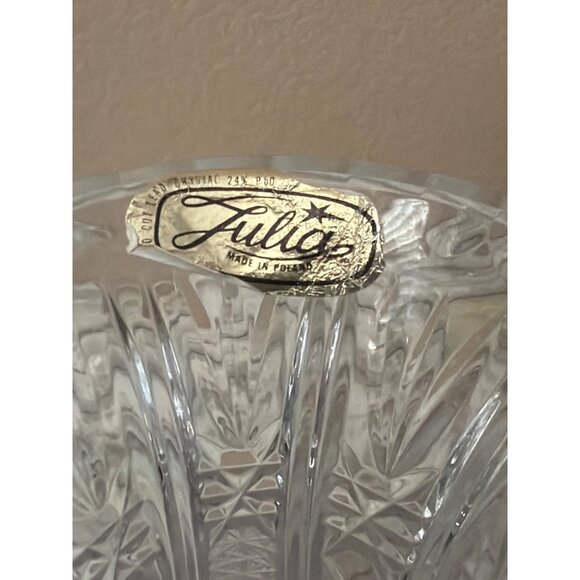 Vintage Julia Made in Poland Hand Cut Lead Crystal Vase 24% PbO 8" - Picture 5 of 8